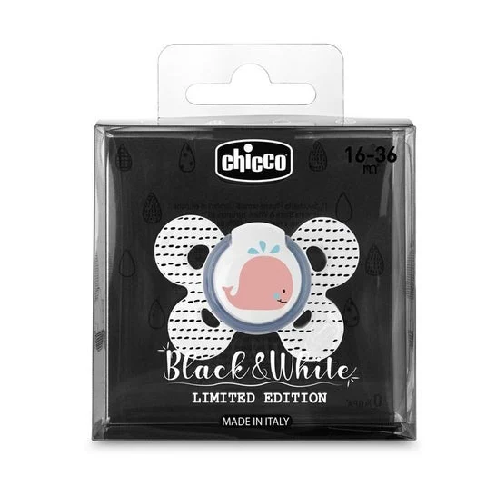 Chicco PhysioForma Comfort Silicone Pacifier Black & White 1 pz