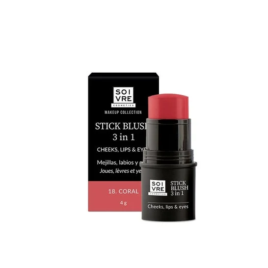 Soivre Cosmetics Blush 3 In 1 Mejillas Labios y Ojos Coral 4g