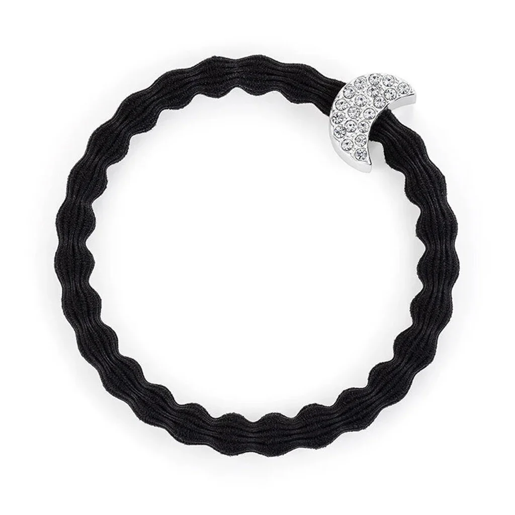 By Eloise London Silver Diamanté Moon Black