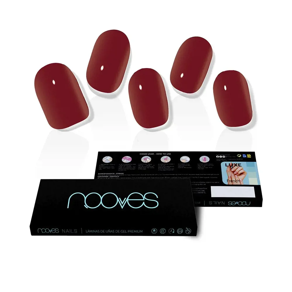 Nooves Lamine Unghie Gel Midnight Rain Premium Luxe Solid Rosso 20 U