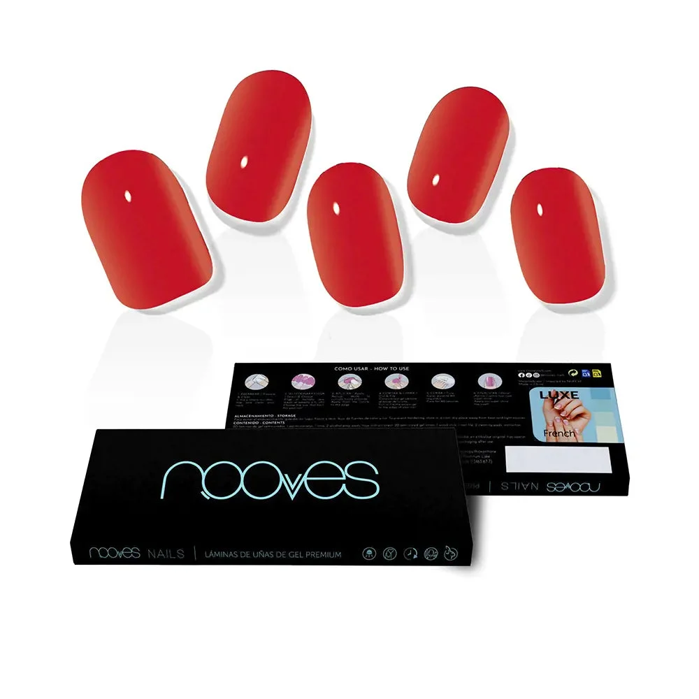 Nooves Lamine Unghie Gel Crimson Red Premium Luxe Solid Rosso 20 U