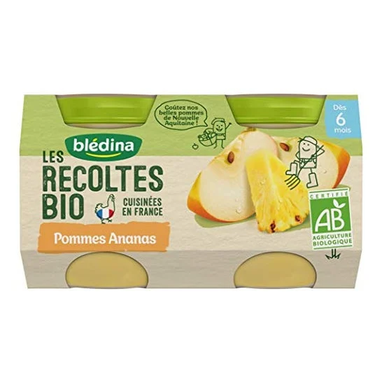 Blédina Organic Baby Compotes Mela Ananas da 6 mesi 130gx2