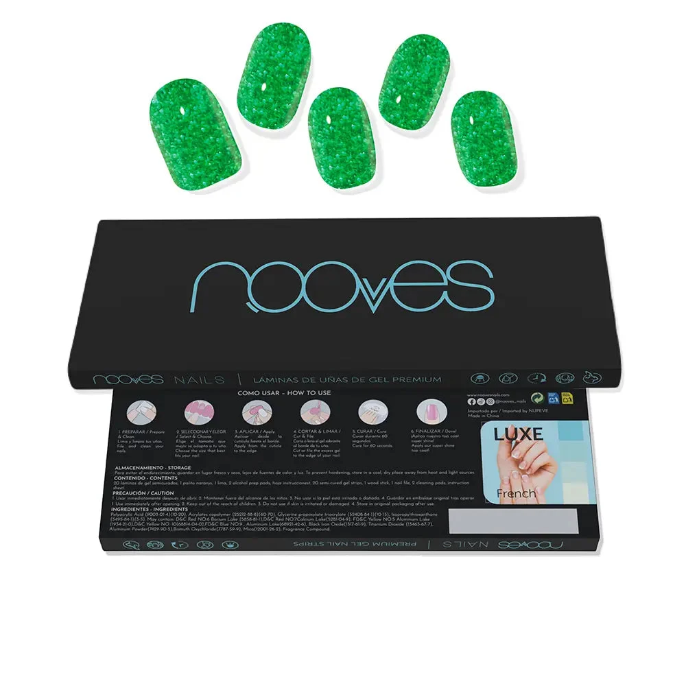 Nooves Lamine Unghie Gel Jade Glitter Glam Glitter Verde 20 U