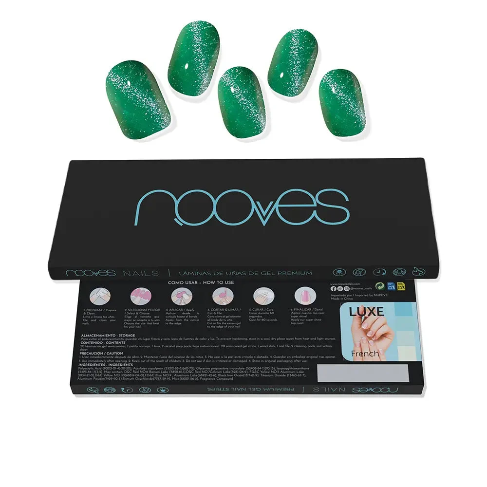 Nooves Lamine Unghie Gel Jade Glass Premium Glam Cat Eye Verde 20 U