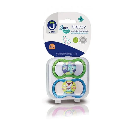 J Bimbi Succhietto In Silicone Free Breezy Happy Verde Turchese 4 Mesi+ 2 Unità