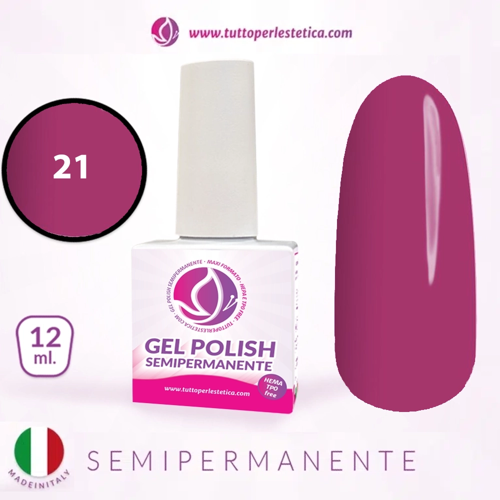 Semipermanente colore magenta vino N 21 da 12 ML – Hema e TPO Free