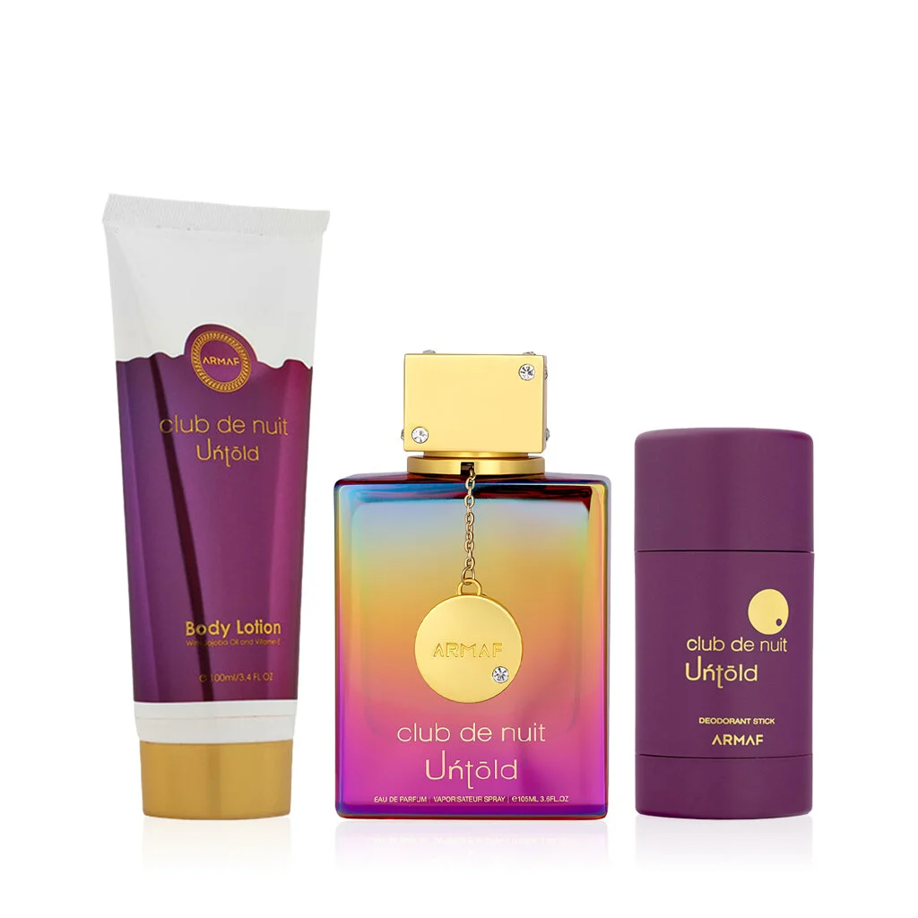 Armaf Club de Nuit Untold EDP 105 ml + DST 75 g + latte per il corpo 100 ml