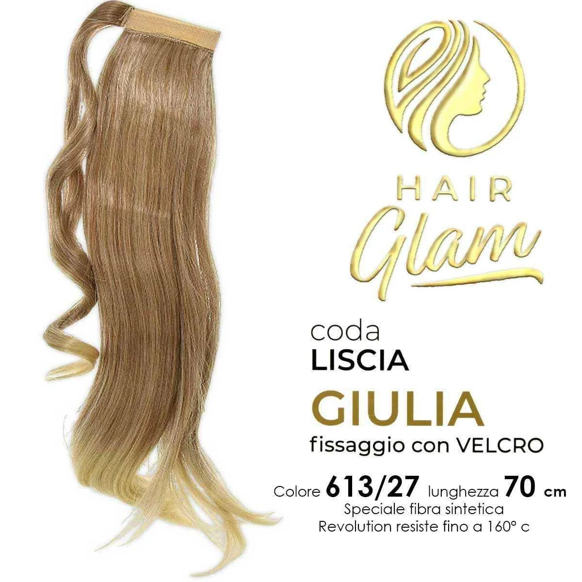 CODA HAIR GLAM GIULIA C/VELCRO FIBRA REVOLUTION 613/27 70cm