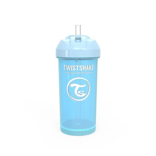 Tazza Twistshake con cannuccia 12+M blu pastello 360ml