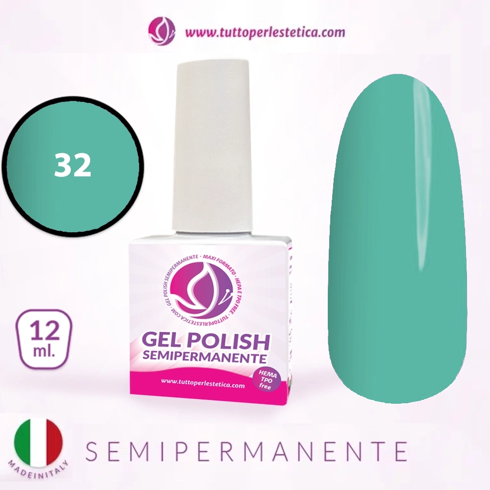 Semipermanente colore verde chiaro N 32 da 12 ML – Hema e TPO Free
