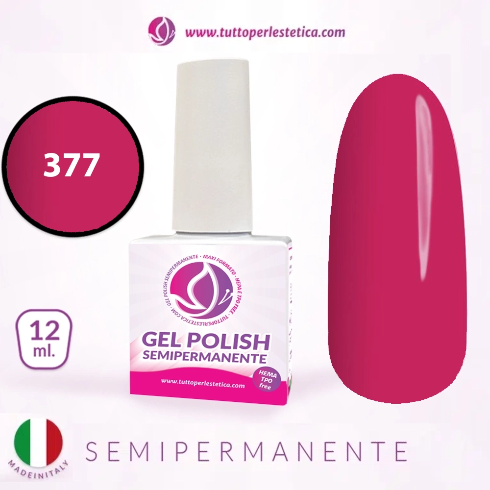 Semipermanente colore rosa scuro N 377 da 12 ML – Hema e TPO Free