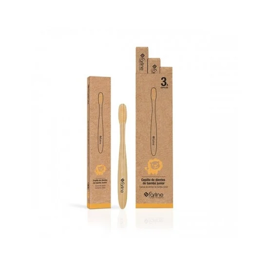 Farline Bamboo Junior spazzolino da denti Lion Orange 3 pezzi