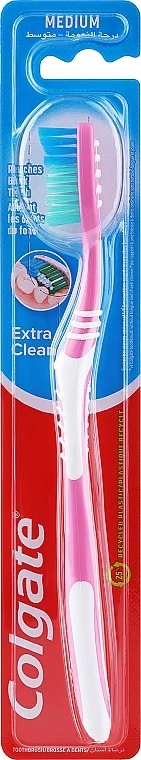 Spazzolino da denti, media durezza "Extra Clean", rosa