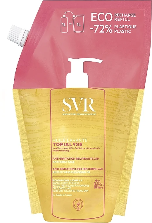 Olio detergente relipidante, anti-irritazioni e anti-prurito