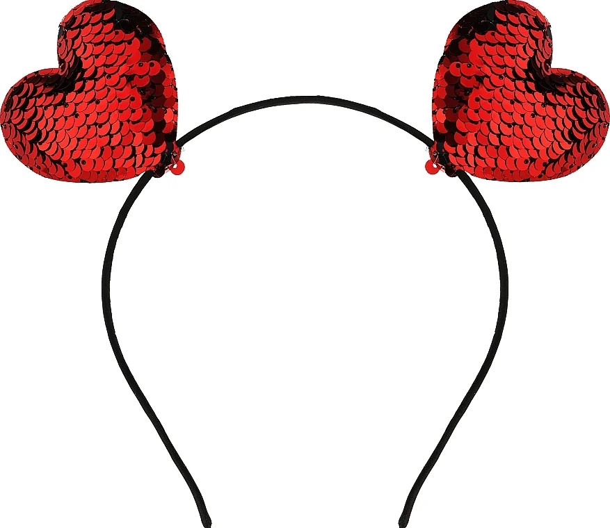 Cerchietto per capelli FA-5696, nero con cuori rossi