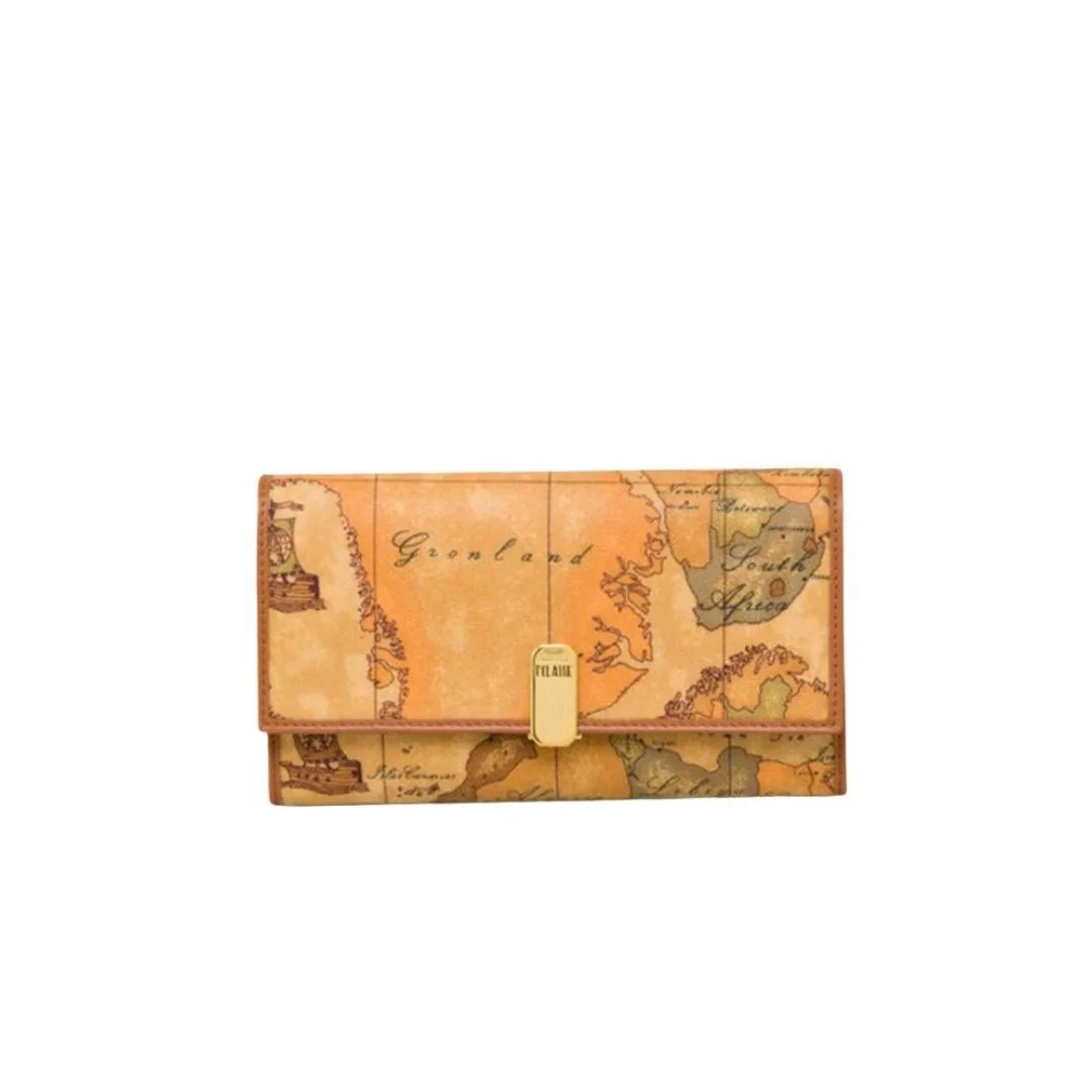Portafoglio in Pelle Naturale e Tessuto Goffrato Geo Classic XL