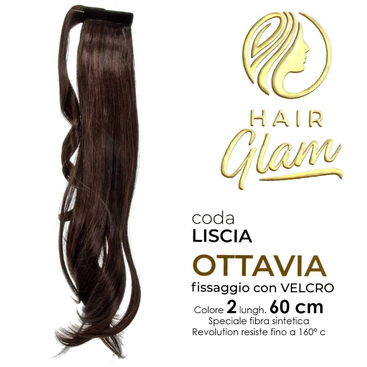CODA HAIR GLAM OTTAVIA C/VELCRO FIBRA REVOLUTION Lung. 60 2 cm