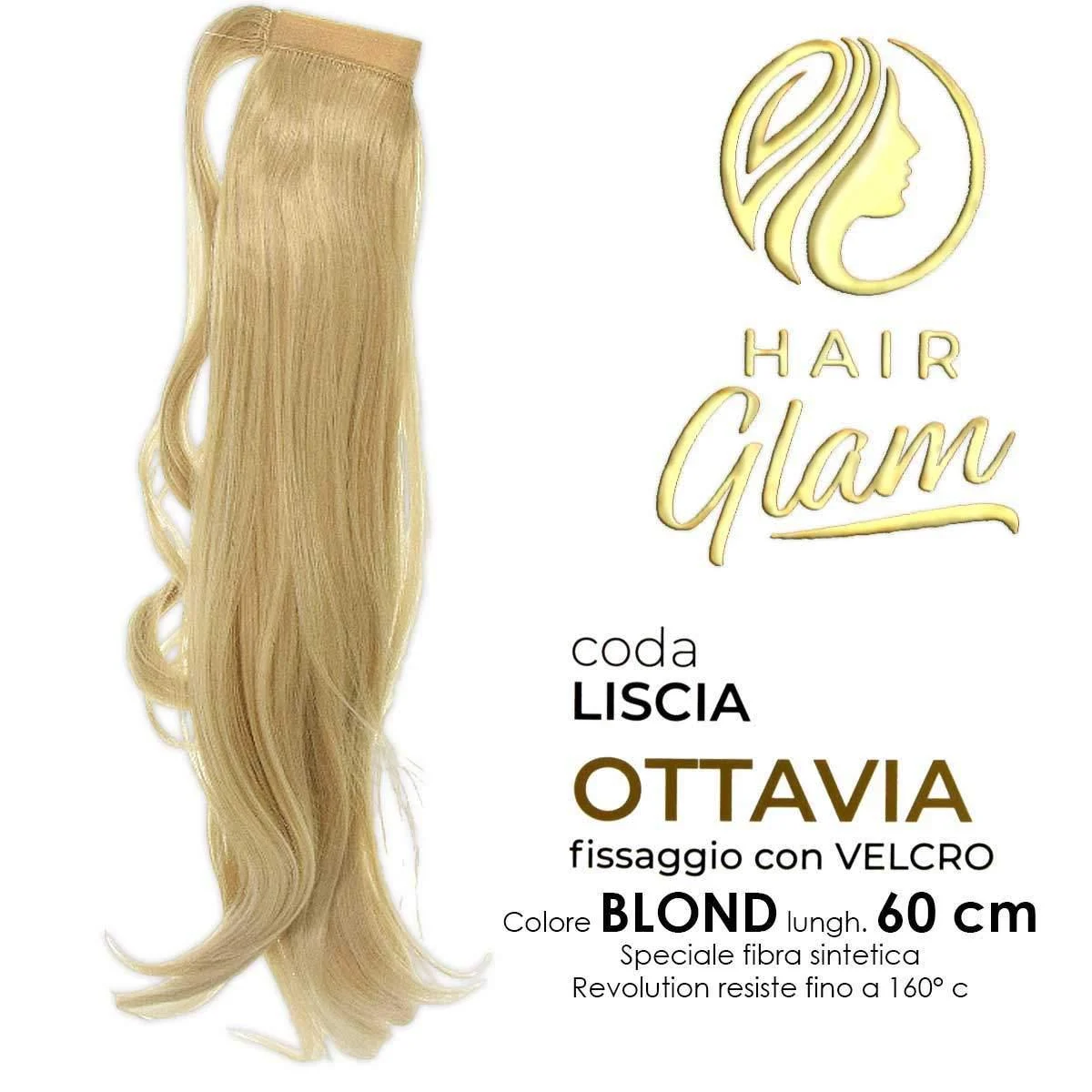 CODA HAIR GLAM OTTAVIA C/VELCRO FIBRA REVOLUTION Lung. 60 BIONDO CM