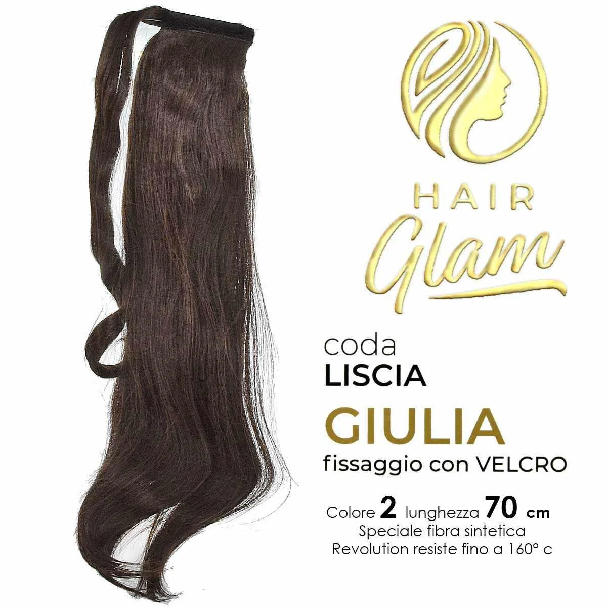 CODA HAIR GLAM GIULIA C/VELCRO FIBRA REVOLUTION 2 70cm