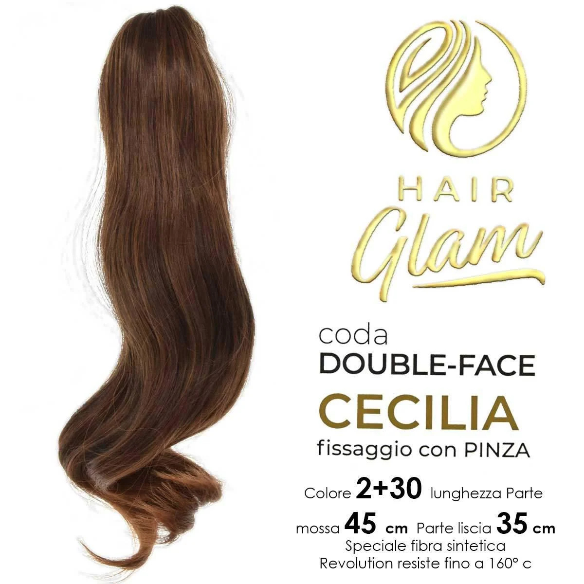 Coda Hair glam cecilia double face c/pinza fibra 2+30 Revolution