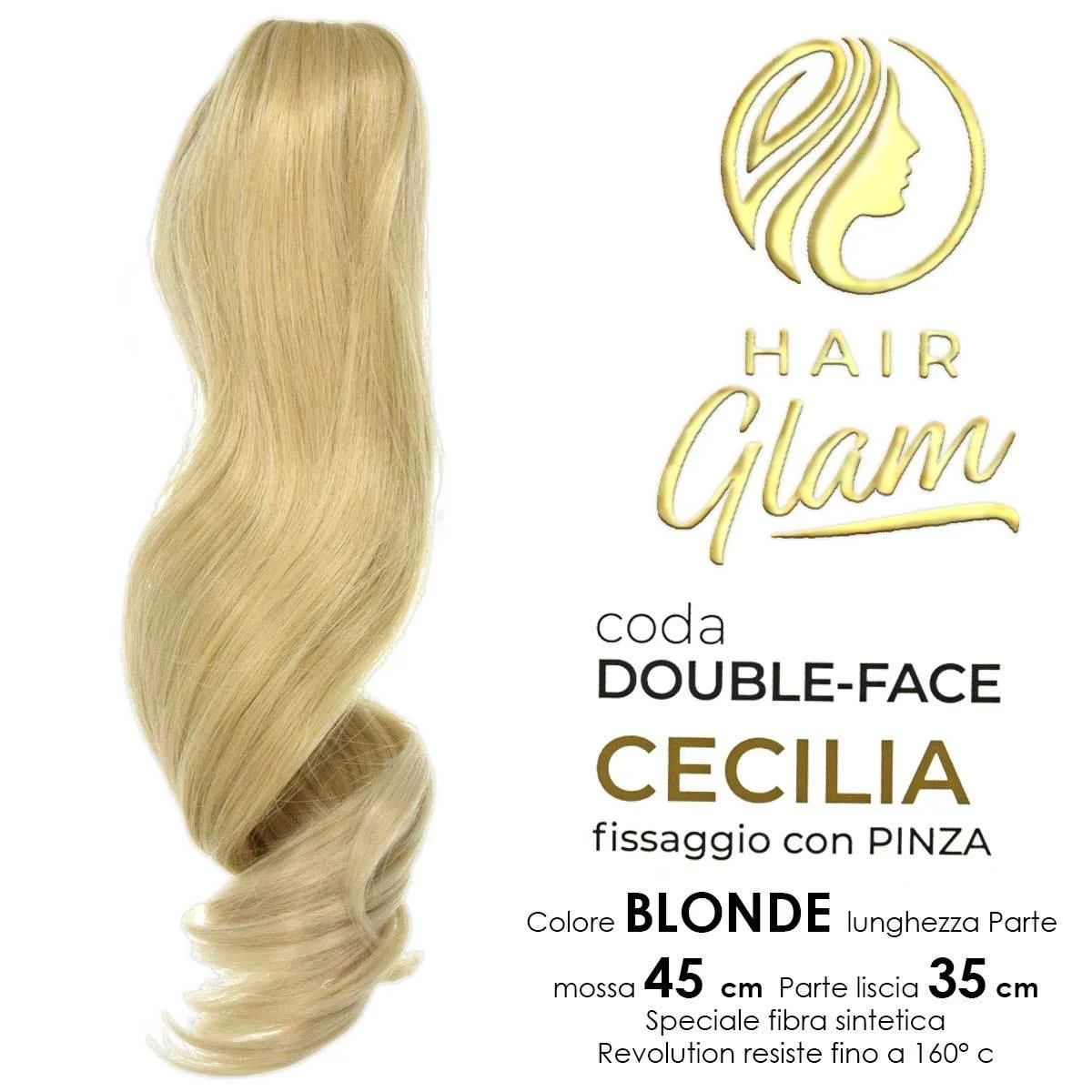 Coda hair glam cecilia double-face c/pinza fibra BLOND revolution