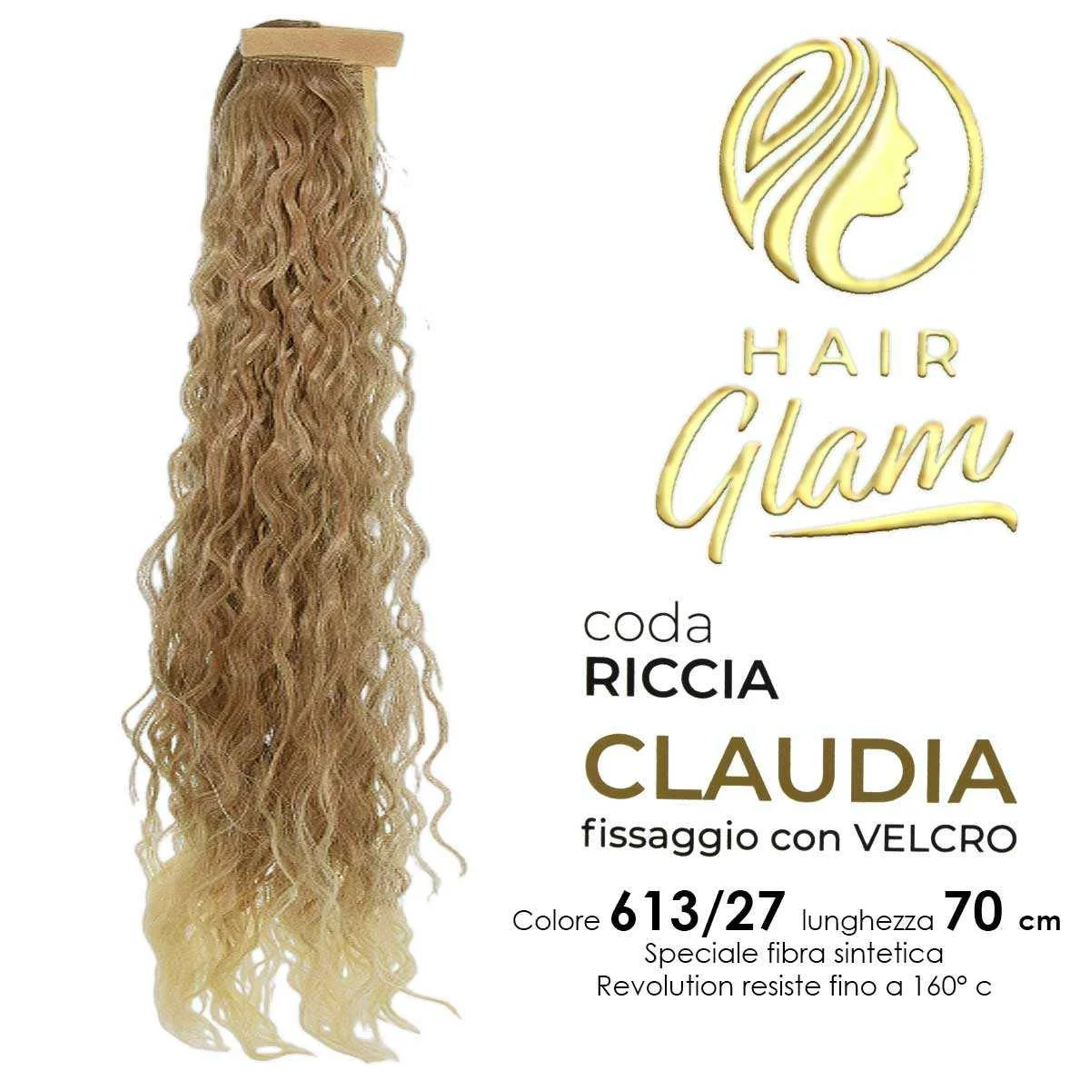 CODA HAIR GLAM CLAUDIA RICCIA C/VELCRO FIBRA REVOLUTION 613/27 70cm