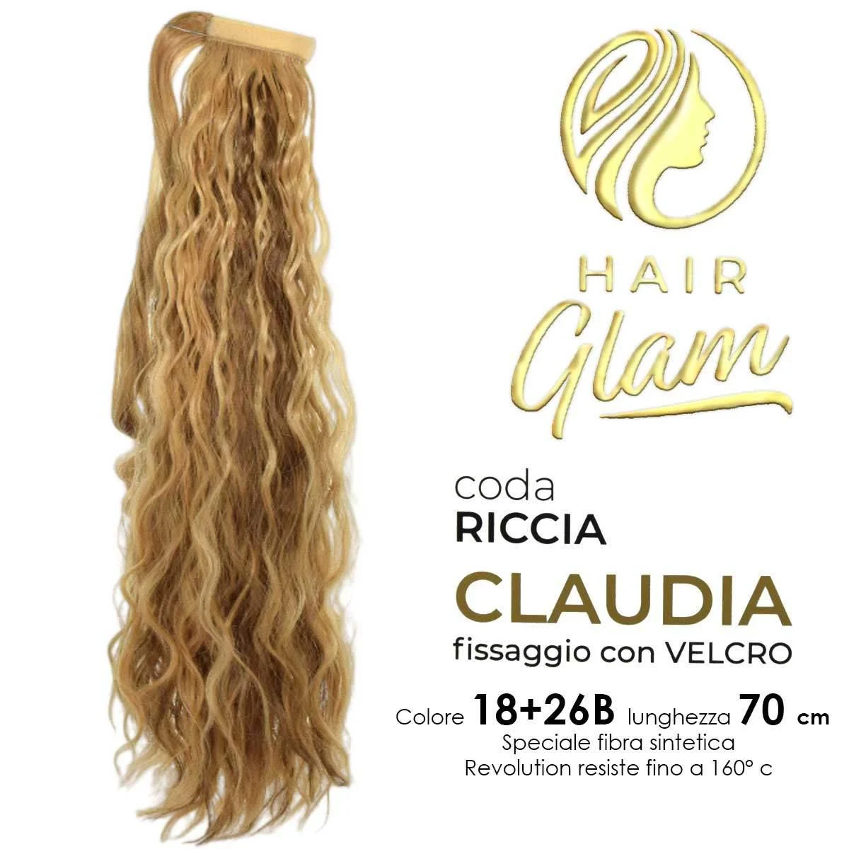CODA HAIR GLAM CLAUDIA RICCIA C/VELCRO FIBRA REVOLUTION 18+26B 70cm
