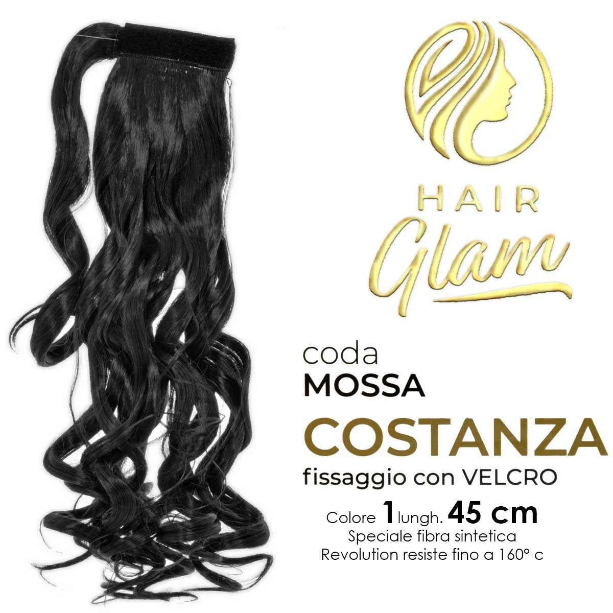 CODA HAIR GLAM COSTANZA MOSSA C/VELCRO FIBRA REVOLUTION Lung. 1 45cm