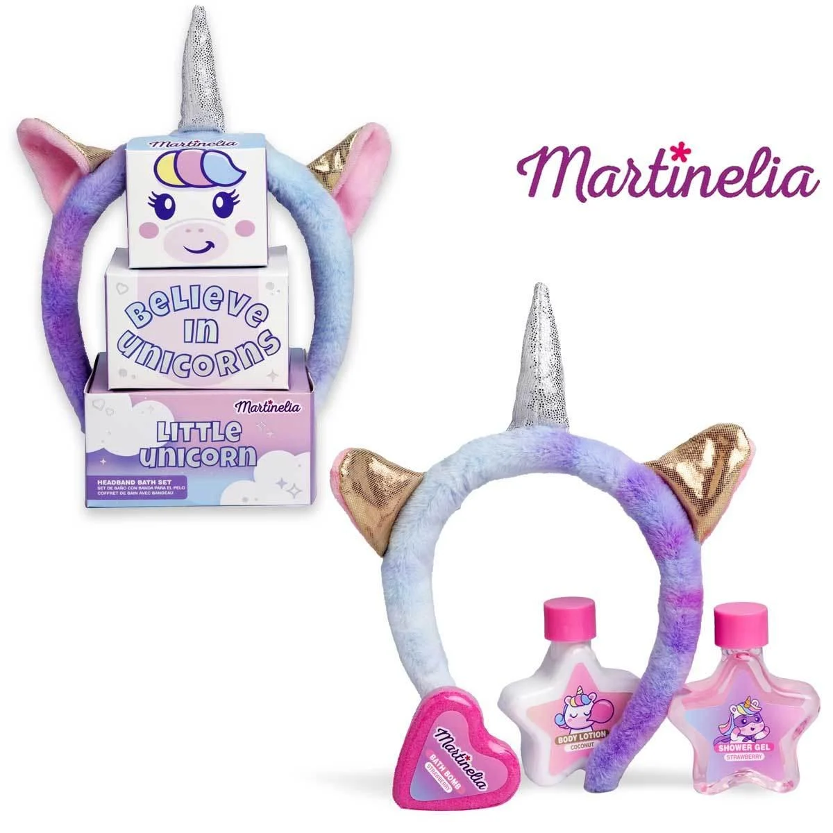 Set da bagno con cerchietto per capelli Martinelia a forma di piccolo unicorno