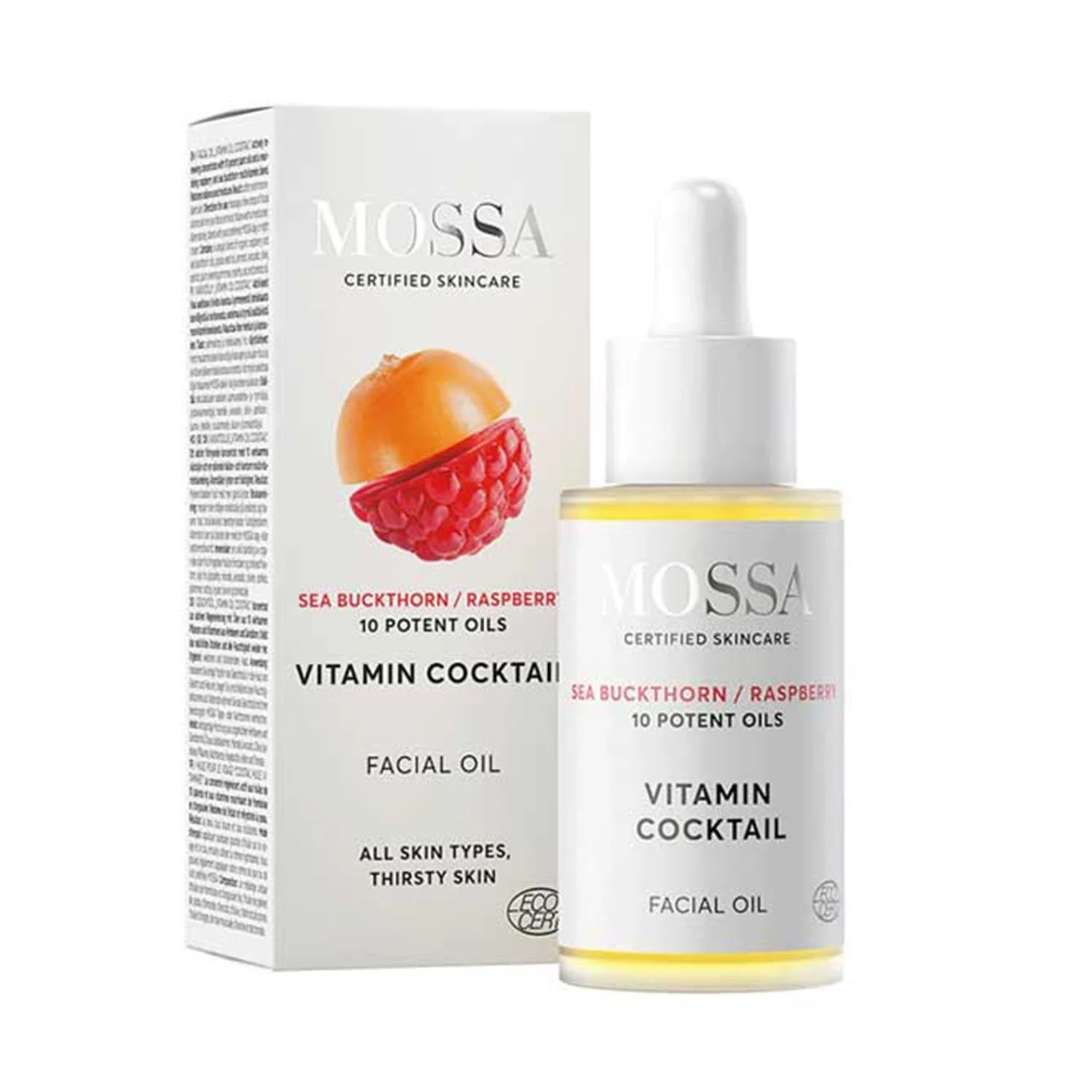 Mossa Cosmetics Mossa Vitamin Cocktail Olio viso al lampone 30 ml