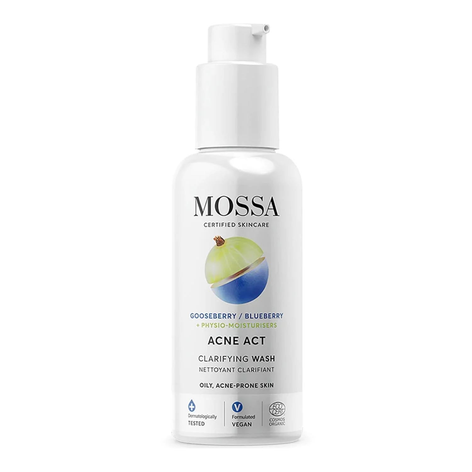 Mossa Cosmetics Mossa Acne Act Gel detergente trasparente 140 ml
