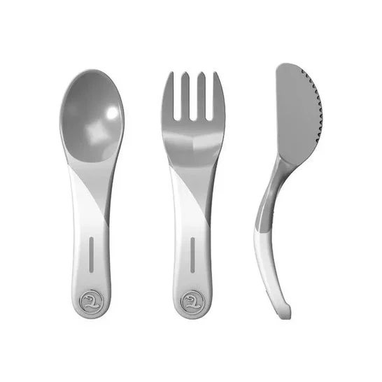 Set di posate Twistshake Learning +6 mesi grigio