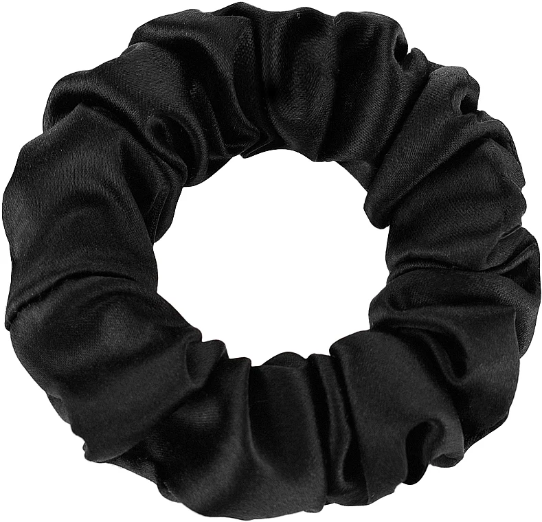Elastico capelli, in seta naturale, nero, "Midi"