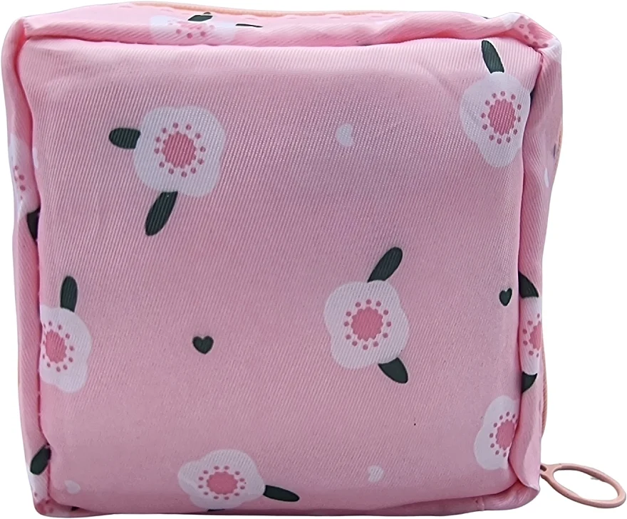 Mini borsa per assorbenti igienici, fiori, rosa