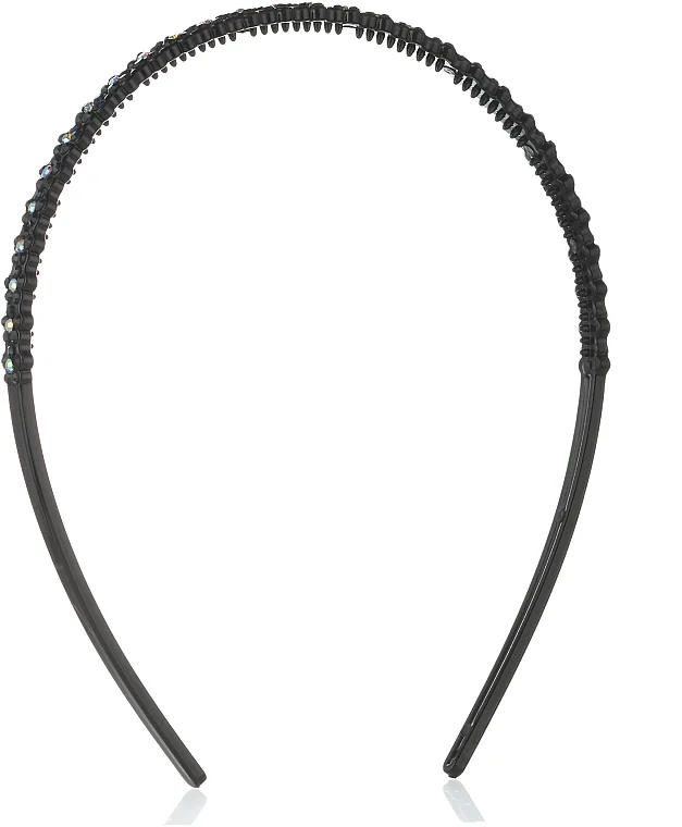 Fascia per capelli, 24511+1, nera con fiori neri
