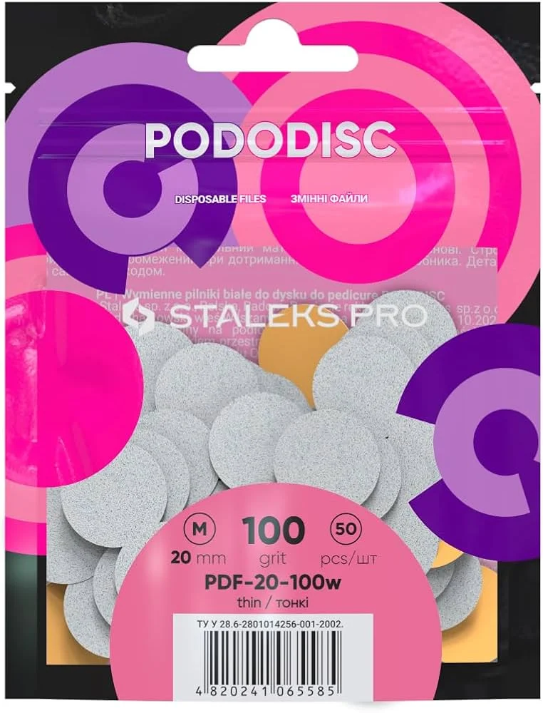 Staleks Pro M grana 100 Dischetti di ricarica bianchi per disco per pedicure - Carta abrasiva di ricambio per disco per pedicure 50 pz.
