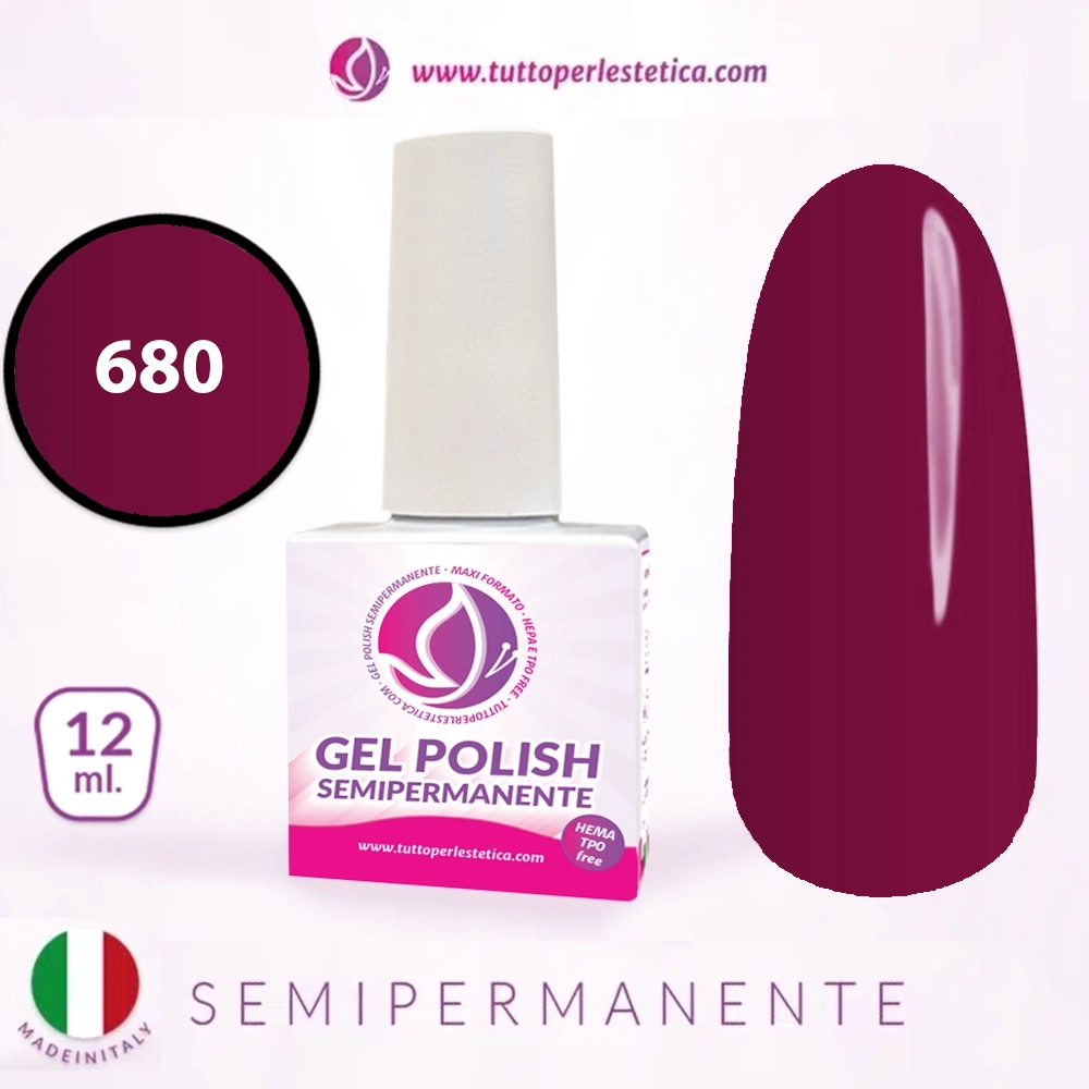 Semipermanente colore vino magenta N 680 da 12 ML – Hema e TPO Free