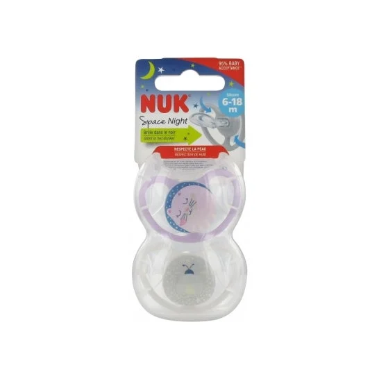 Nuk Silicone Lecca Notte 6-18M Fille 2 Unità