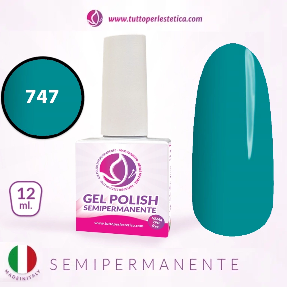 Semipermanente colore verde Tiffany chiaro N 747 da 12 ML – Hema e TPO Free