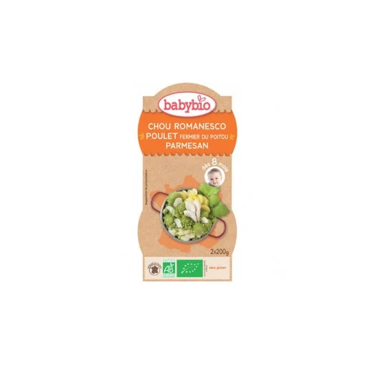 Babybio Biologico Vegetale Biologico e stufato di tacchino Menu 8 mesi 200g lotto di 2 ciotole