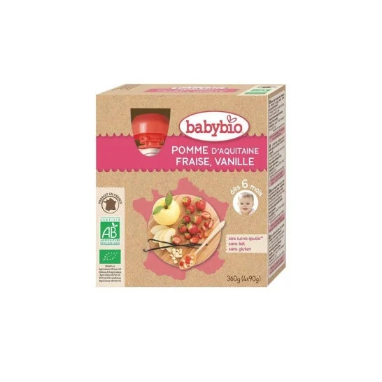 Babybio My Fruits zucca di mele e fragole Vaniglia Biologico 6 mesi 4x90g 4x90g