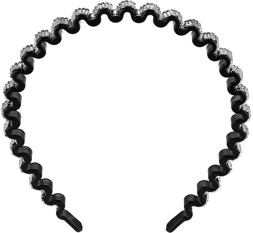 Cerchietto per capelli, 24863+1, nero con pietre argentate