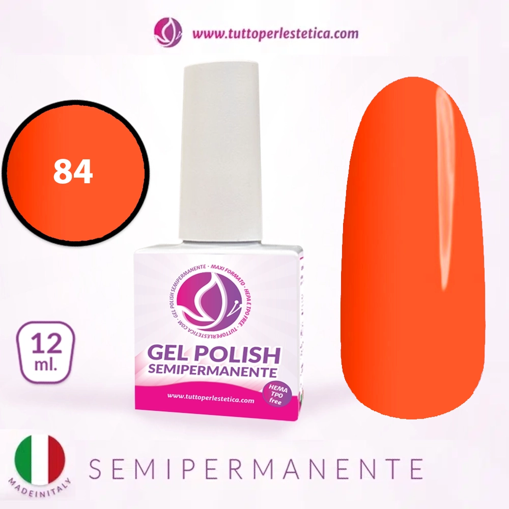 Semipermanente colore arancione fluo N 84 da 12 ML – Hema e TPO Free