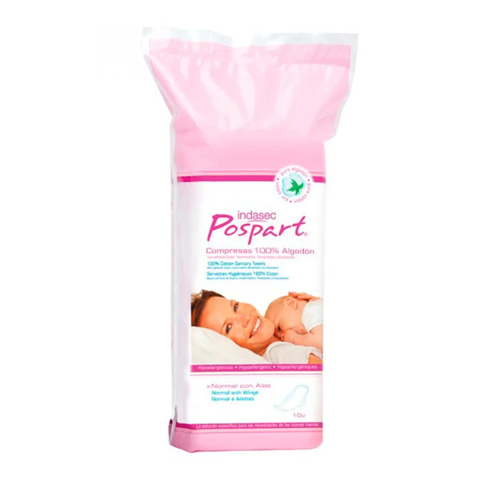 Cuscinetti per l'igiene femminile post-partum Indasec con ali 10U