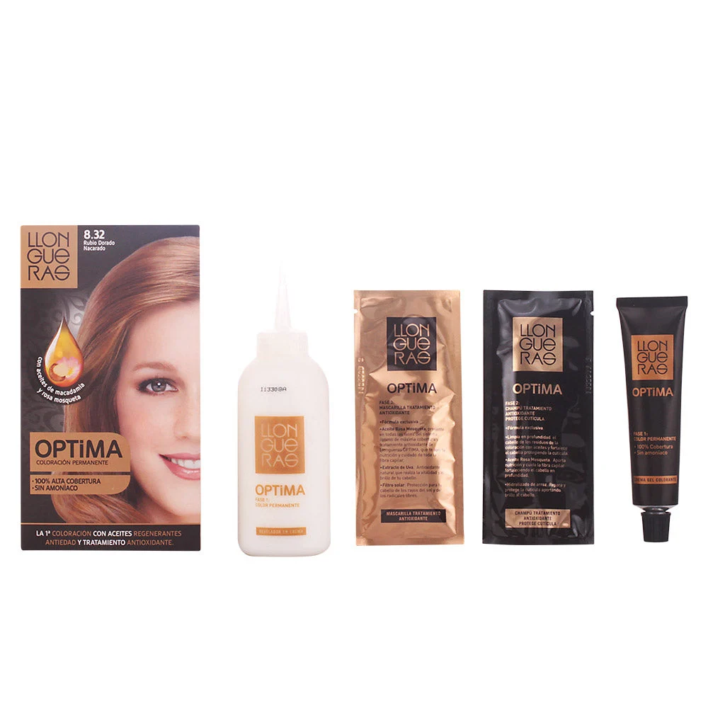 Llongueras Optima Colore permanente dei capelli Senza ammoniaca 8.32 Biondo dorato naturale