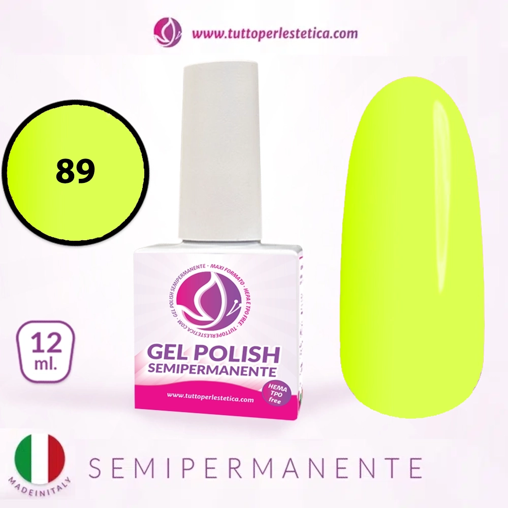 Semipermanente colore giallo fluo N 89 da 12 ML – Hema e TPO Free
