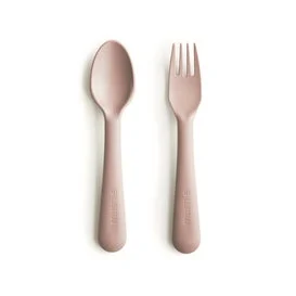 Mushie Kit Forchetta + Cucchiaio Rosa 2 Unità