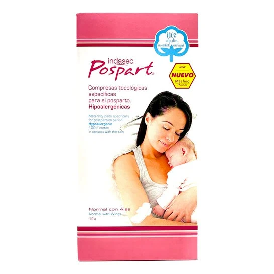 Indasec Pospart Pads Tocologic normali con ali 14 pezzi