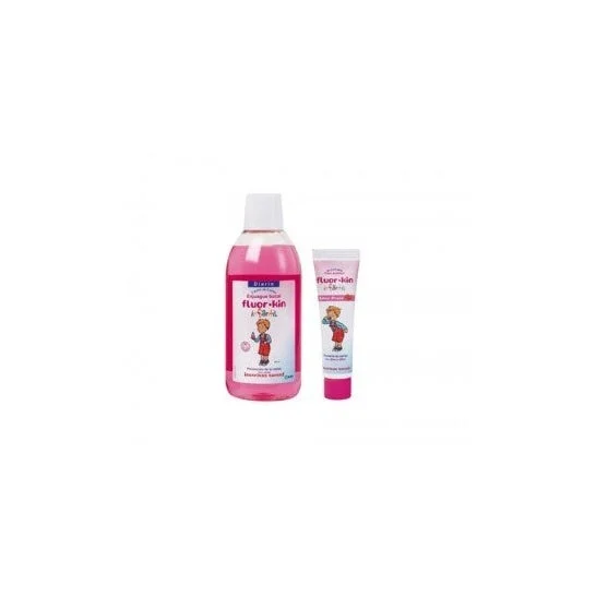 Fluor-Kin Kids collutorio alla fragola 500ml + Fluor-Kin Kids dentifricio alla fragola 50ml