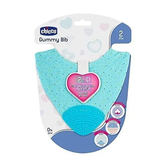 Chicco Teether 2in1 Bavaglino Gummy Blu 2m+